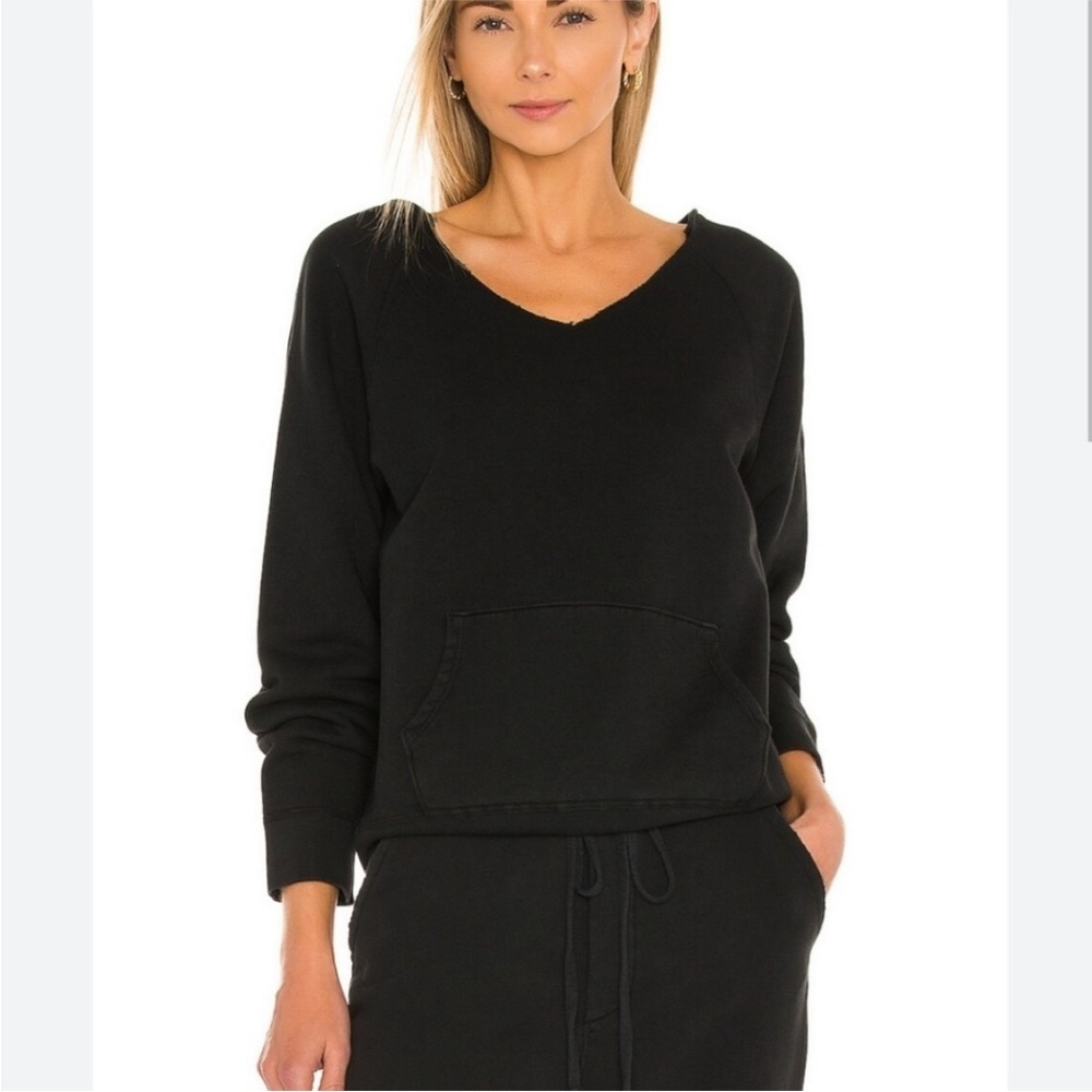 Nili Lotan Tiara V Neck Sweatshirt Black XS